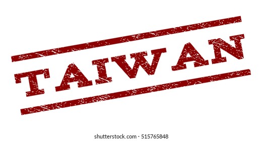 Taiwan watermark stamp. Text caption between parallel lines with grunge design style. Rubber seal stamp with dirty texture. Vector dark red color ink imprint on a white background.