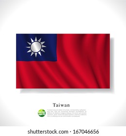 Taiwan waving flag isolated against white background, vector illustration 