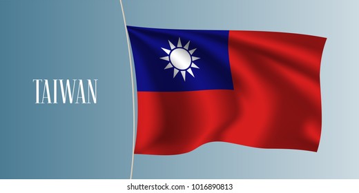 Taiwan waving flag vector illustration. Iconic design element  as a national Taiwanese symbol 