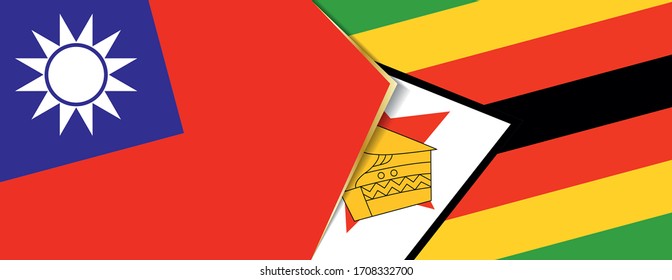 Taiwan and Zimbabwe flags, two vector flags symbol of relationship or confrontation.