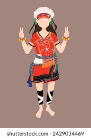 Taiwanese aboriginal “Amis” girls short skirt version of national totem costume