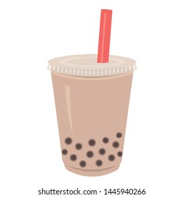 Taiwanese drink bubble milk tea vector illustration.