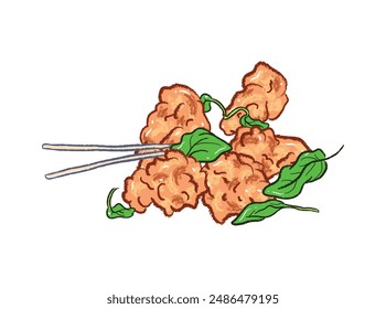 Taiwanese fried chicken and basils