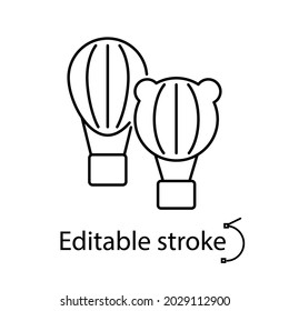 Taiwanese hot air balloon festival outline icon. Taiwan celebration. Oriental custom. Asian item. Customizable linear contour symbol. Editable stroke. Isolated vector stock illustration