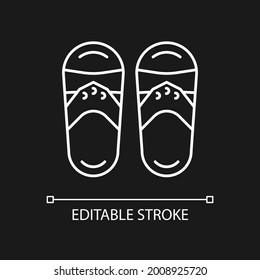 Taiwanese slippers white linear icon for dark theme  Traditional shoes  Weather feet protection  Thin line customizable illustration  Isolated vector contour symbol for night mode  Editable stroke