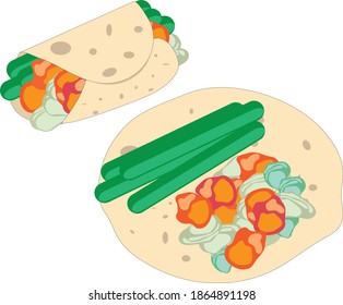 Taiwanese traditional food vector illustration: popiah