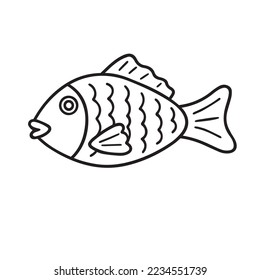 Taiyaki doodle.  Japanese fish-shaped cake in sketch style. Asian food. Hand drawn vector illustration isolated on white background