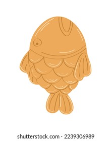 Taiyaki fish isolate on white background. Vector graphics.
