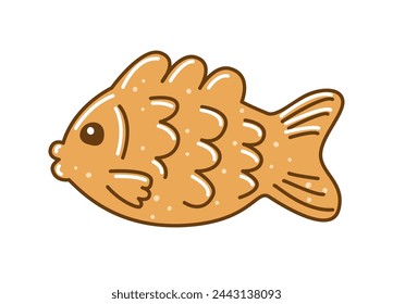 Taiyaki fish shaped snack - cute cartoon illustration of traditional japanese festival food isolated on white background