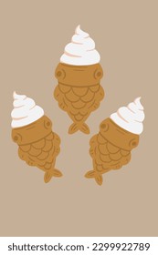 Taiyaki ice cream Korean dessert food