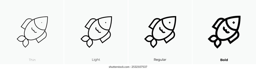 Icono de taiyaki. Diseño de estilo delgado, ligero, regular y audaz aislado sobre fondo blanco