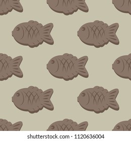 taiyaki japanese food seamless pattern, fish-shaped cake filled with red bean paste