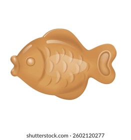 Taiyaki Japanese Food Vector Art. Cute Fish Shaped Pancake Dessert on White Background, Traditional Tokyo Street Snack Design for Menus, Packaging, and Digital Projects