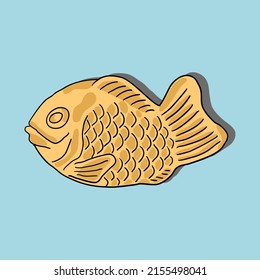 Taiyaki is a Japanese waffle dessert. Which will put stuffing with crushed red beans And make the shape of tai fish