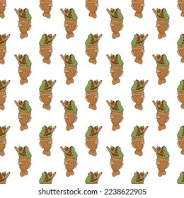 Taiyaki single pattern13. Cute Asian sweet stuffed fish with ice cream. Cartoon color vector illustration.