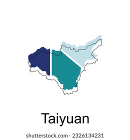 Taiyuan City Map Republic of China, Shanxi Province, map vector illustration design template, on white background