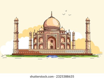 Taj mahal abstract vector illustration design
