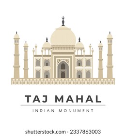 Taj Mahal, Agra, Indian Monument Vector Illustration