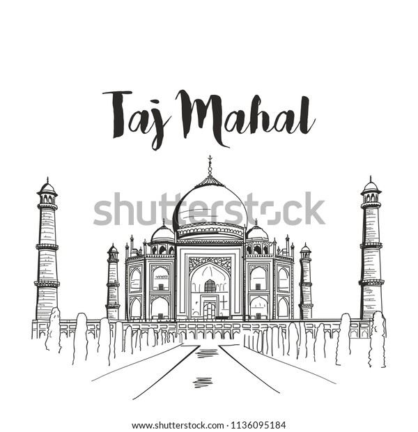 Taj Mahal Agra Mughal Architecture Stok Vektor Telifsiz 1136095184