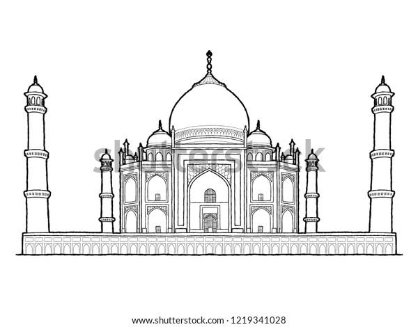 Taj Mahal Agra Uttar Pradesh India Stok Vektor Telifsiz 1219341028