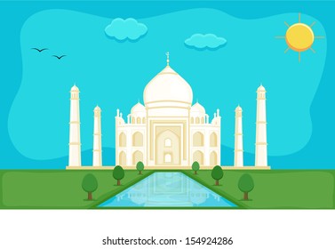 Taj Mahal: vector de fondo de caricatura Vector de stock
