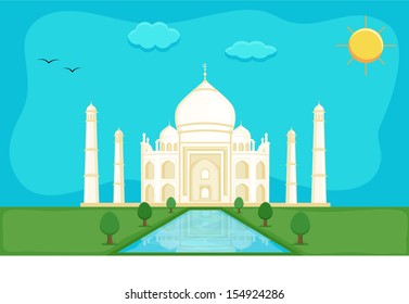 Taj Mahal - Cartoon Background Vector