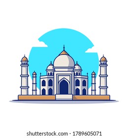 Ilustración del vector de dibujos animados Taj Mahal. Famoso Construcción de Icono de Viaje Concepto Vector Premium Aislado. Estilo de dibujo plano Vector de stock