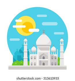 Taj Mahal flat design landmark illustration vector