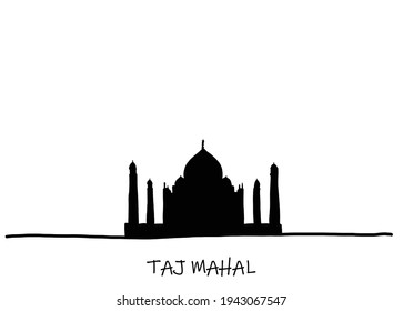 Taj Mahal freehand drawing sketch on white background. Vector illustration.