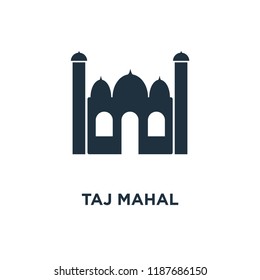 Taj mahal icon. Black filled vector illustration. Taj mahal symbol on white background. Can be used in web and mobile.