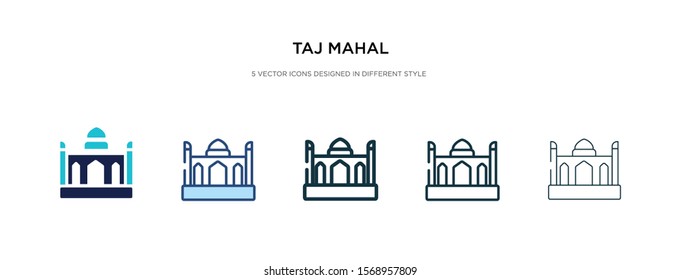 taj mahal icon in different style vector illustration. two colored and black taj mahal vector icons designed in filled, outline, line and stroke style can be used for web, mobile, ui