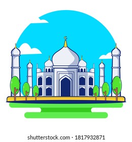 Taj Mahal Symbol flach isolierte Vektorgrafik. Building Travel Icon in india.