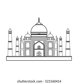 Taj Mahal Icon Outline Style Isolated Stock Vector Royalty Free 521560414