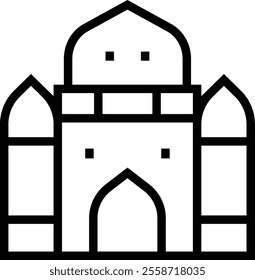 taj mahal icon. Thin linear style design isolated on white background