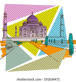 Taj Mahal. India. Hand drawn vector illustration