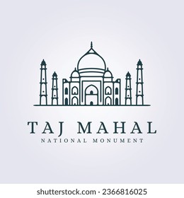 taj mahal of india icon vector symbol logo illustration design