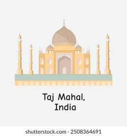 Taj Mahal India Iconic Landmark Vector Illustration Design