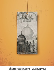 Taj Mahal. India. Vintage Hand Drawn Vector Illustration. Vector Format