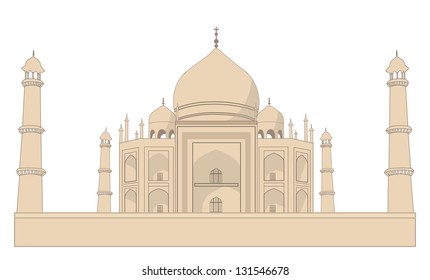 Taj Mahal, isolated on white. Vector.