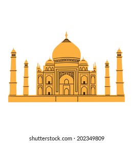 Taj Mahal isolated on white.Summertime vacations and traveling symbol. Eps 10 vector illustration.