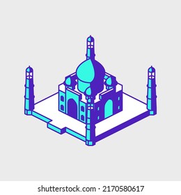 Taj Mahal Isometric Vector Icon Illustration