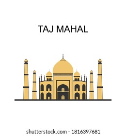 The Taj Mahal is an ivory-white marble mausoleum. Business travel and tourism concept with modern buildings in white background. Indian city of Agra, Uttar Pradesh. Vector illustration