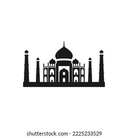 Taj Mahal Landmark India on white background