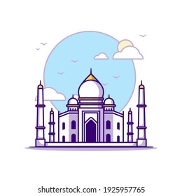 Taj Mahal Icono vector Ilustración en caricatura plana para páginas de aterrizaje web con banner o adhesivo y fondo Vector de stock