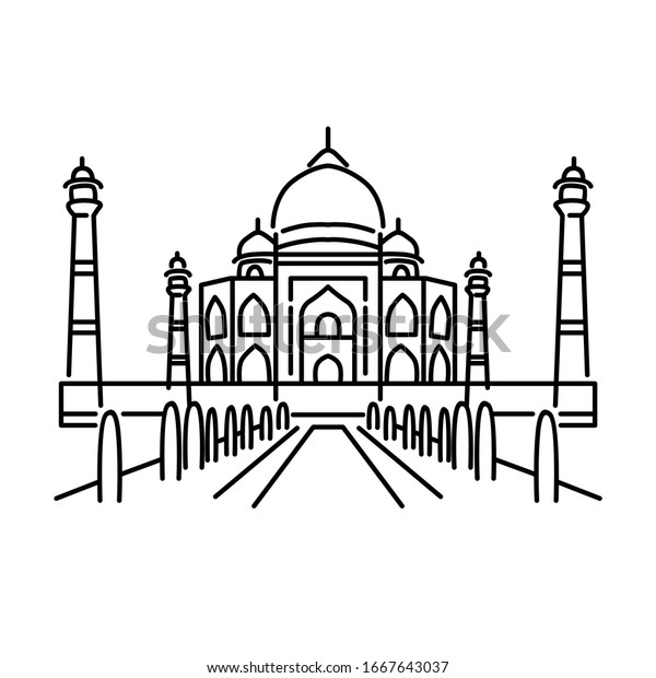 Taj Mahal Line Art Vector Isolated Stock Vector (Royalty Free ...