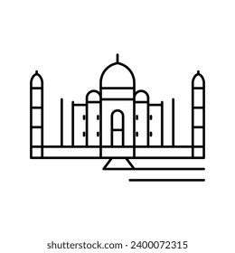 taj mahal line icon vector. taj mahal sign. isolated contour symbol black illustration