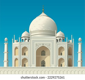 Taj Mahal Mausoleum Vector Illustration