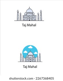 Taj Mahal Minimal hand drawing vector