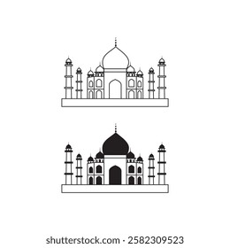 Taj Mahal minimal vector icon illustration isolated on white background