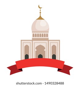 taj mahal mosque building with ribbon